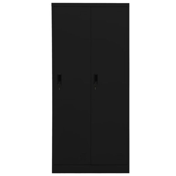 vidaXL Wardrobe Black 31.5"x19.7"x70.9" Steel - Image 2