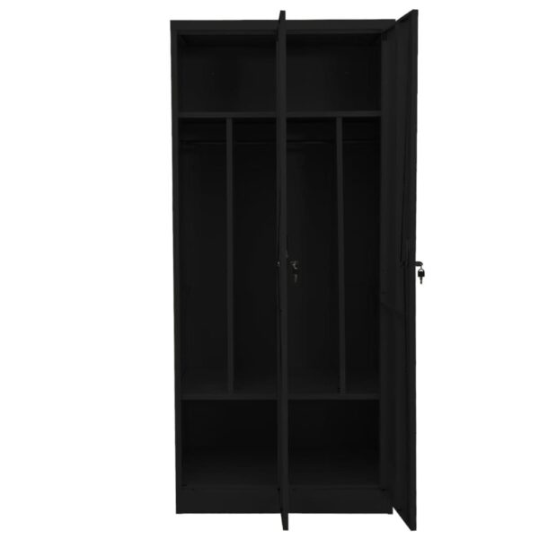 vidaXL Wardrobe Black 31.5"x19.7"x70.9" Steel - Image 6