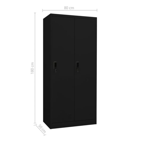 vidaXL Wardrobe Black 31.5"x19.7"x70.9" Steel - Image 10