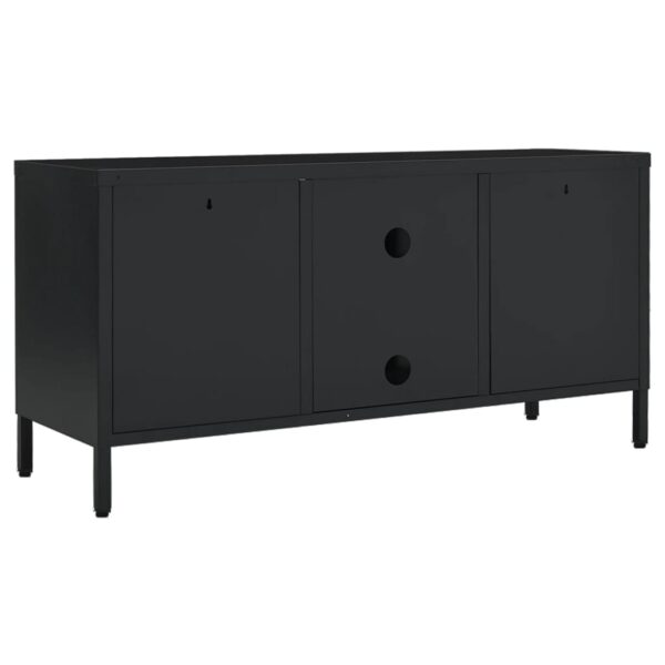 vidaXL TV Stand Black 41.3"x13.8"x20.5" Steel and Glass - Image 5