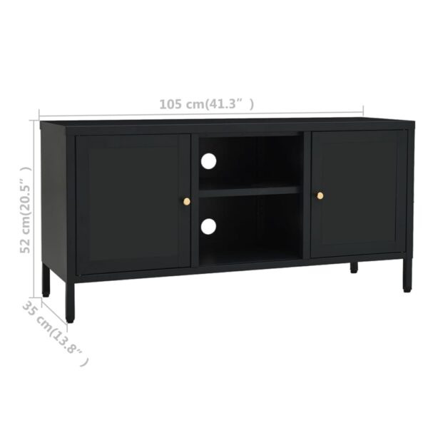 vidaXL TV Stand Black 41.3"x13.8"x20.5" Steel and Glass - Image 10