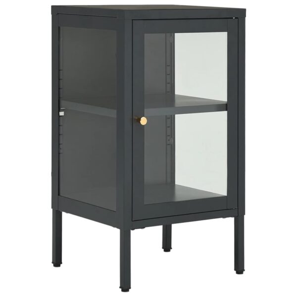 vidaXL Sideboard Anthracite 15"x13.8"x27.6" Steel and Glass - Image 2