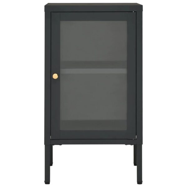 vidaXL Sideboard Anthracite 15"x13.8"x27.6" Steel and Glass - Image 3