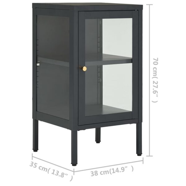 vidaXL Sideboard Anthracite 15"x13.8"x27.6" Steel and Glass - Image 10