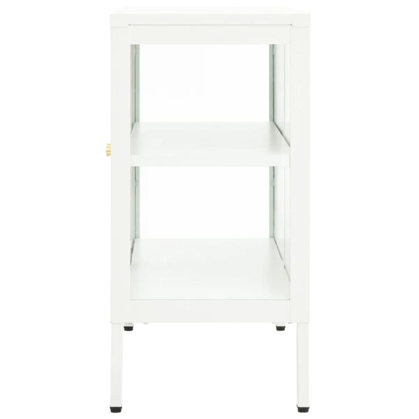 vidaXL Sideboard White 27.6"x13.8"x27.6" Steel and Glass - Image 4