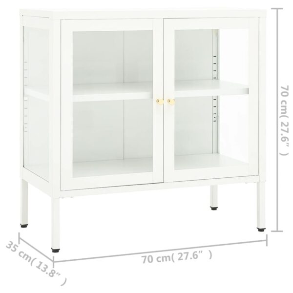 vidaXL Sideboard White 27.6"x13.8"x27.6" Steel and Glass - Image 10