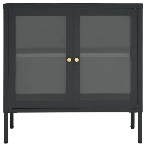 vidaXL Sideboard Anthracite 27.6"x13.8"x27.6" Steel and Glass - Image 3