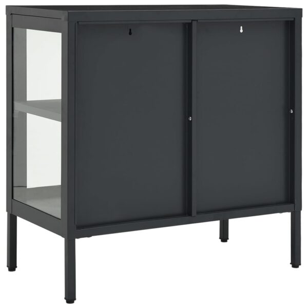 vidaXL Sideboard Anthracite 27.6"x13.8"x27.6" Steel and Glass - Image 5