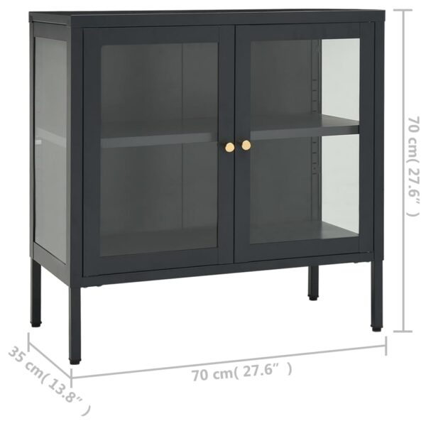 vidaXL Sideboard Anthracite 27.6"x13.8"x27.6" Steel and Glass - Image 10