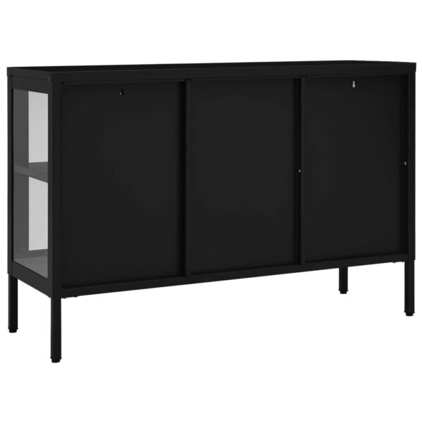 vidaXL Sideboard Black 41.3"x13.8"x27.6" Steel and Glass - Image 5