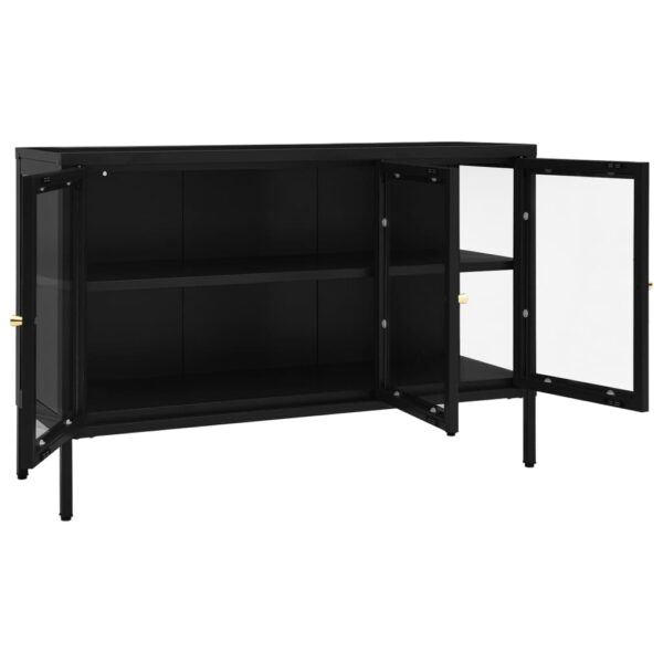 vidaXL Sideboard Black 41.3"x13.8"x27.6" Steel and Glass - Image 6