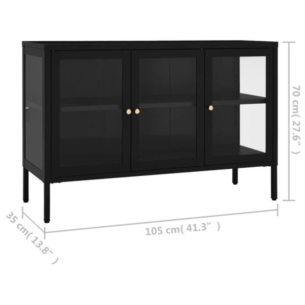 vidaXL Sideboard Black 41.3"x13.8"x27.6" Steel and Glass - Image 10