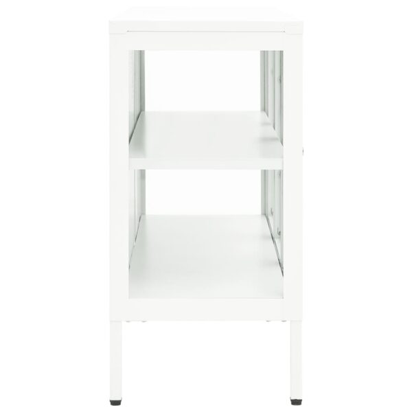 vidaXL Sideboard White 41.3"x13.8"x27.6" Steel and Glass - Image 4