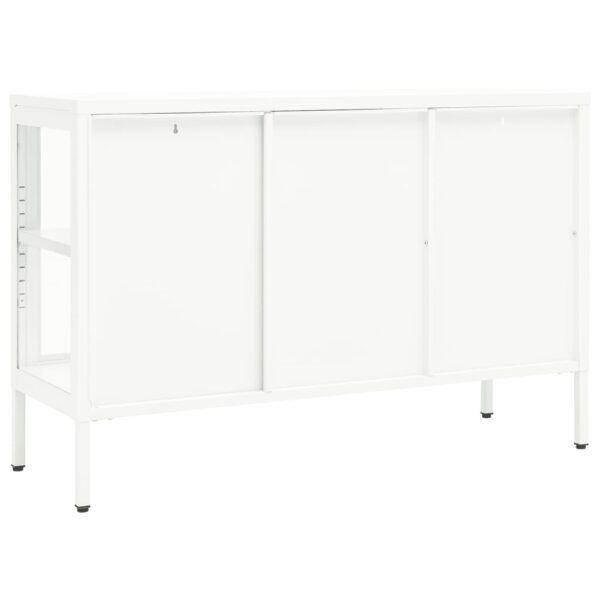 vidaXL Sideboard White 41.3"x13.8"x27.6" Steel and Glass - Image 5