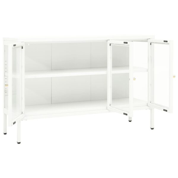 vidaXL Sideboard White 41.3"x13.8"x27.6" Steel and Glass - Image 6