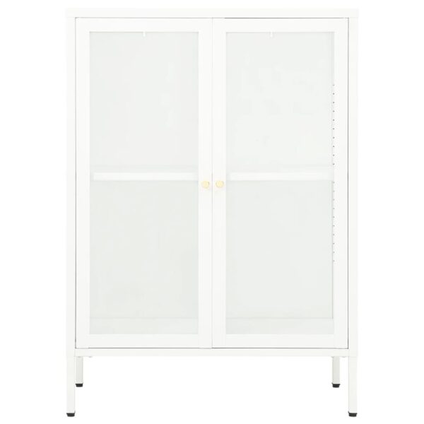 vidaXL Sideboard White 29.5"x13.8"x41.3" Steel and Glass - Image 3