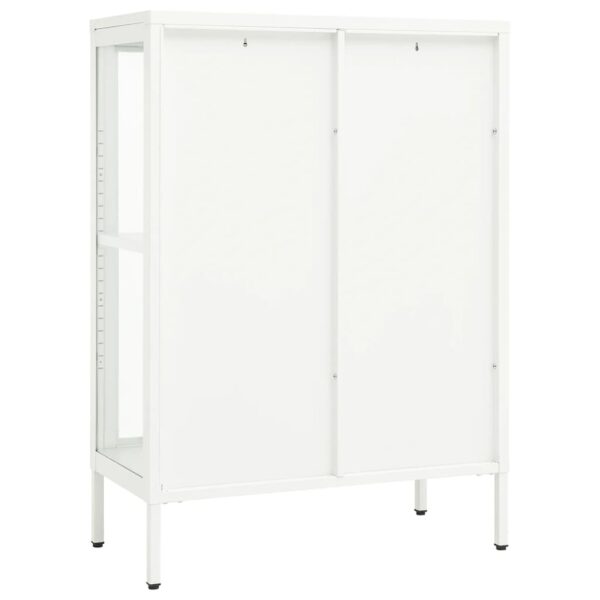 vidaXL Sideboard White 29.5"x13.8"x41.3" Steel and Glass - Image 5