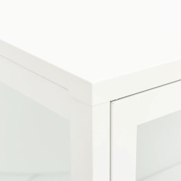 vidaXL Sideboard White 29.5"x13.8"x41.3" Steel and Glass - Image 8