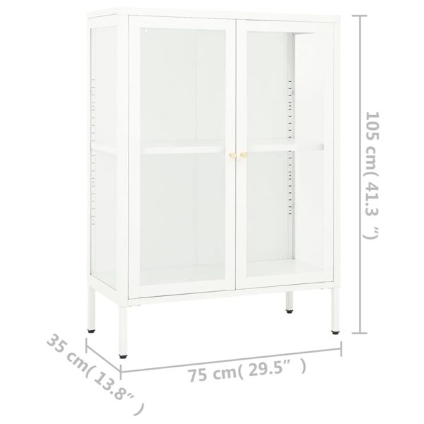 vidaXL Sideboard White 29.5"x13.8"x41.3" Steel and Glass - Image 10