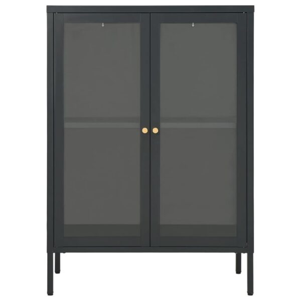 vidaXL Sideboard Anthracite 29.5"x13.8"x41.3" Steel and Glass - Image 3