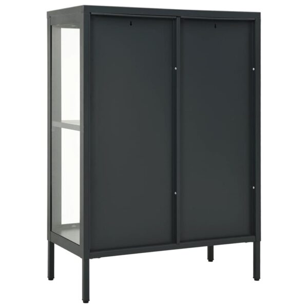 vidaXL Sideboard Anthracite 29.5"x13.8"x41.3" Steel and Glass - Image 5