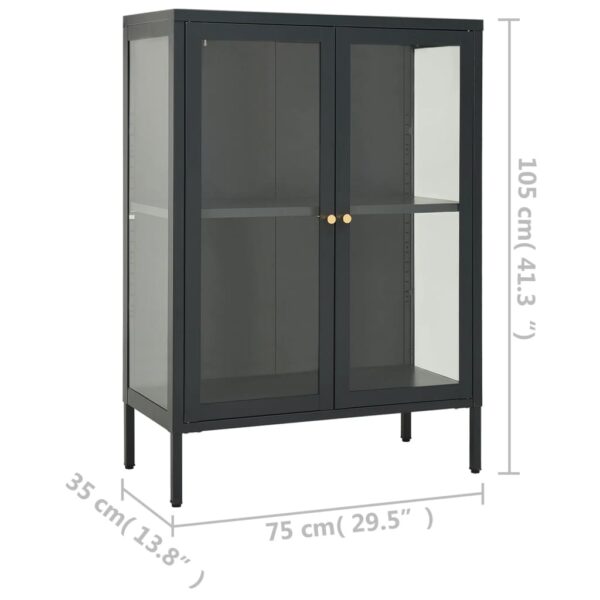 vidaXL Sideboard Anthracite 29.5"x13.8"x41.3" Steel and Glass - Image 10