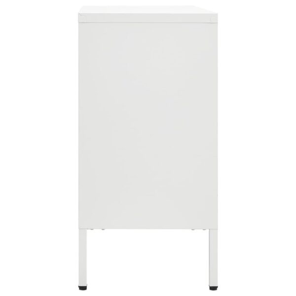 vidaXL Sideboard White 29.5"x13.8"x27.6" Steel and Tempered Glass - Image 4