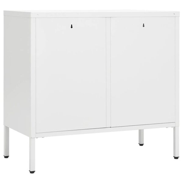 vidaXL Sideboard White 29.5"x13.8"x27.6" Steel and Tempered Glass - Image 5