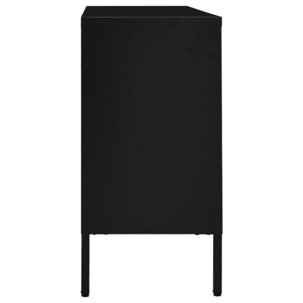 vidaXL Sideboard Black 41.3"x13.8"x27.6" Steel and Tempered Glass - Image 4