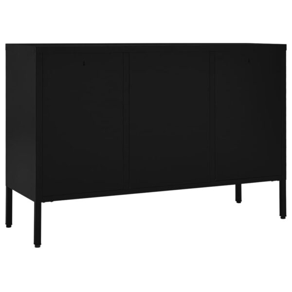 vidaXL Sideboard Black 41.3"x13.8"x27.6" Steel and Tempered Glass - Image 5