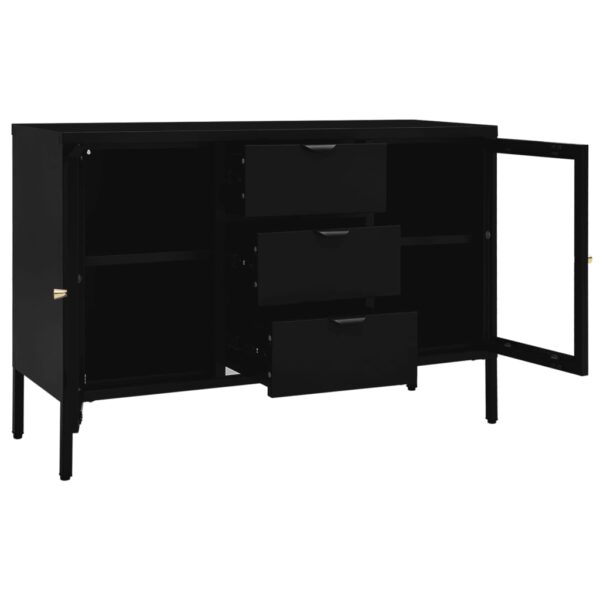 vidaXL Sideboard Black 41.3"x13.8"x27.6" Steel and Tempered Glass - Image 6