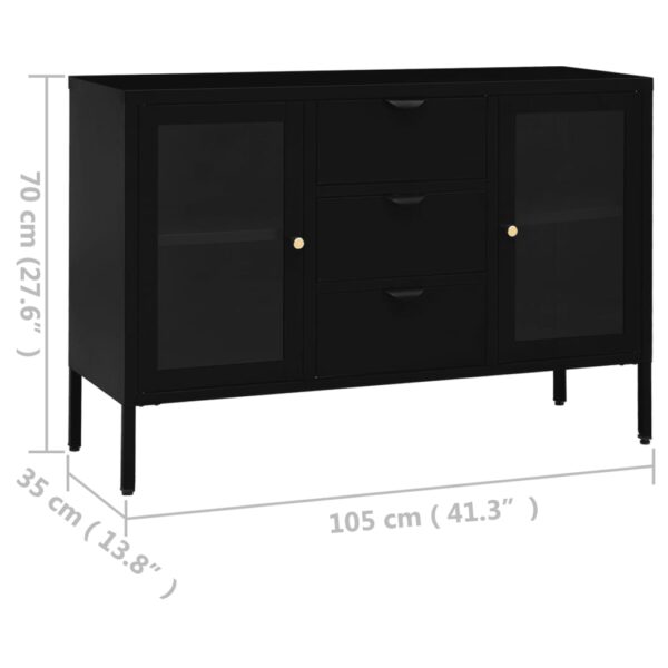 vidaXL Sideboard Black 41.3"x13.8"x27.6" Steel and Tempered Glass - Image 11