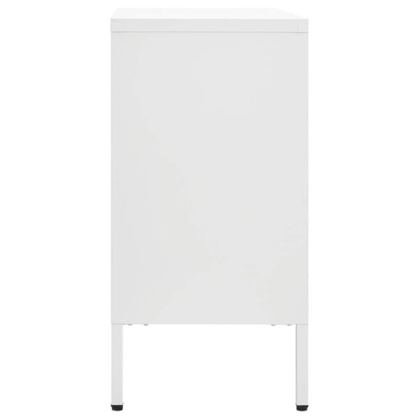 vidaXL Sideboard White 41.3"x13.8"x27.6" Steel and Tempered Glass - Image 4