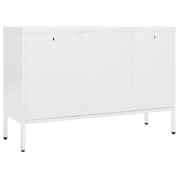 vidaXL Sideboard White 41.3"x13.8"x27.6" Steel and Tempered Glass - Image 5