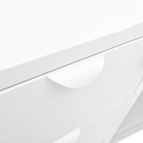 vidaXL Sideboard White 41.3"x13.8"x27.6" Steel and Tempered Glass - Image 7