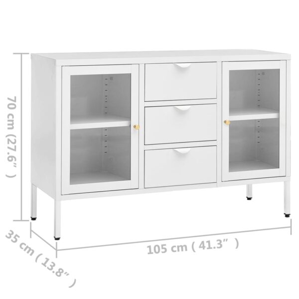 vidaXL Sideboard White 41.3"x13.8"x27.6" Steel and Tempered Glass - Image 11