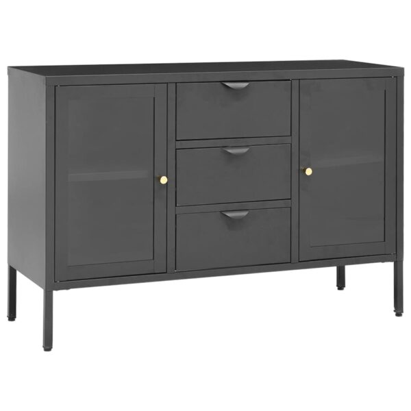 vidaXL Sideboard Anthracite 41.3"x13.8"x27.6" Steel and Tempered Glass - Image 2