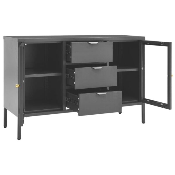 vidaXL Sideboard Anthracite 41.3"x13.8"x27.6" Steel and Tempered Glass - Image 6