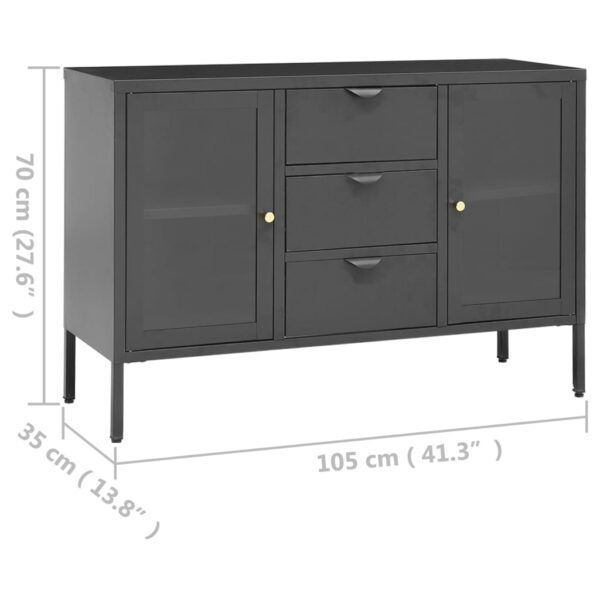 vidaXL Sideboard Anthracite 41.3"x13.8"x27.6" Steel and Tempered Glass - Image 11