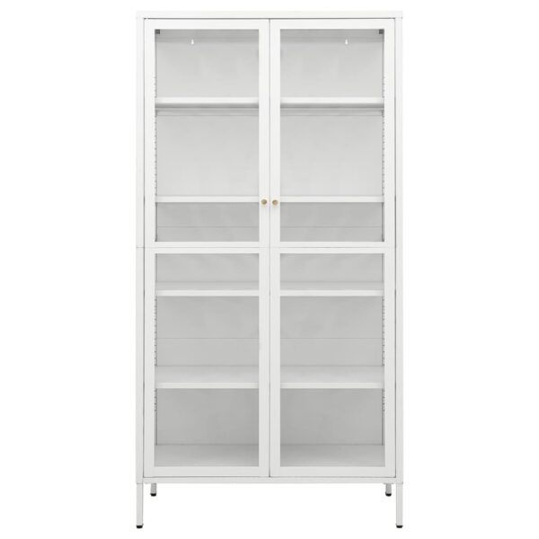 vidaXL Display Cabinet White 35.4"x15.7"x70.9" Steel and Tempered Glass - Image 3