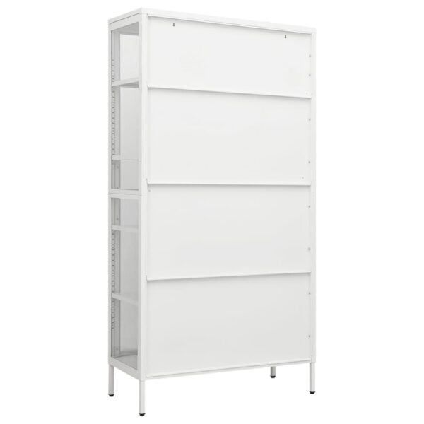 vidaXL Display Cabinet White 35.4"x15.7"x70.9" Steel and Tempered Glass - Image 5