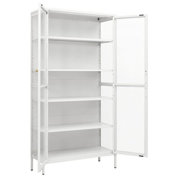 vidaXL Display Cabinet White 35.4"x15.7"x70.9" Steel and Tempered Glass - Image 6