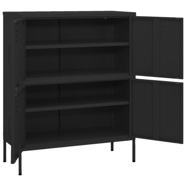 vidaXL Storage Cabinet Black 31.5"x13.8"x40" Steel - Image 6