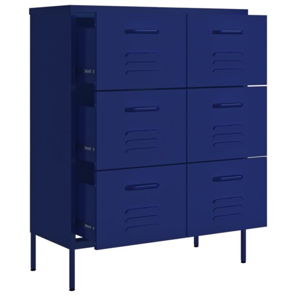 vidaXL Drawer Cabinet Navy Blue 31.5"x13.8"x40" Steel - Image 6