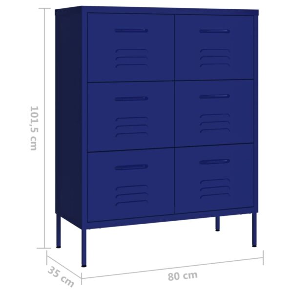 vidaXL Drawer Cabinet Navy Blue 31.5"x13.8"x40" Steel - Image 9