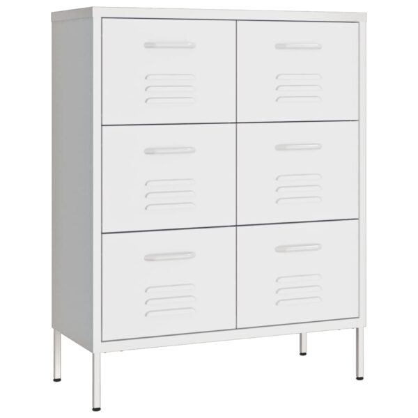 vidaXL Drawer Cabinet White 31.5"x13.8"x40" Steel - Image 2