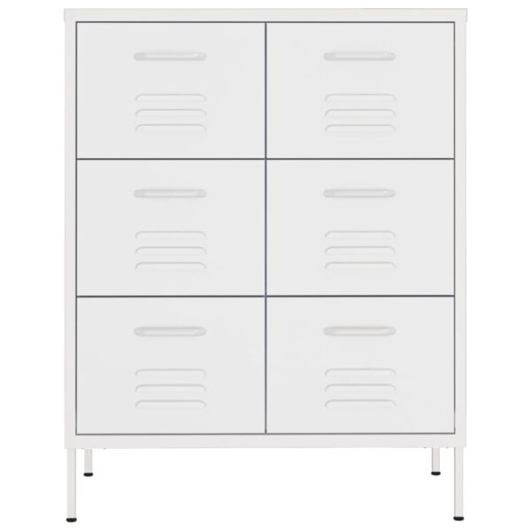 vidaXL Drawer Cabinet White 31.5"x13.8"x40" Steel - Image 3