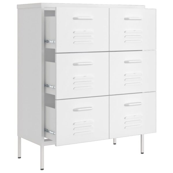 vidaXL Drawer Cabinet White 31.5"x13.8"x40" Steel - Image 6