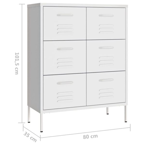 vidaXL Drawer Cabinet White 31.5"x13.8"x40" Steel - Image 9