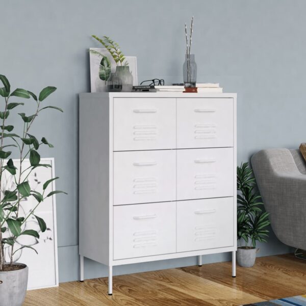 vidaXL Drawer Cabinet White 31.5"x13.8"x40" Steel